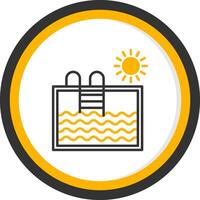 Swimming Pool Line Two Color Circle Icon vector