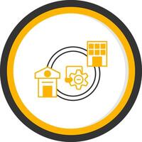 Hybrid Work Line Two Color Circle Icon vector