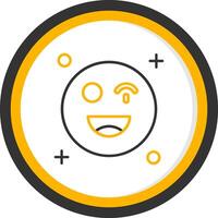 Wink Line Two Color Circle Icon vector