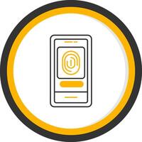 Fingerprint Scanner Line Two Color Circle Icon vector