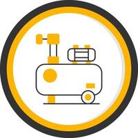 Air Compressor Line Two Color Circle Icon vector