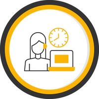 Working Hours Line Two Color Circle Icon vector