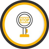 Stop Sign Board Line Two Color Circle Icon vector