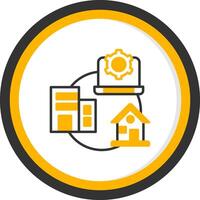 Hybrid Work Line Two Color Circle Icon vector