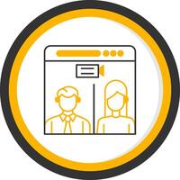 Web Conference Line Two Color Circle Icon vector