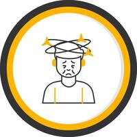 Dizziness Line Two Color Circle Icon vector
