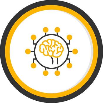 neuroimagen línea dos color circulo icono vector