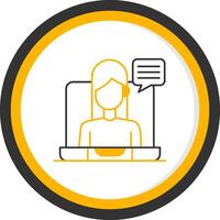 Virtual Meeting Line Two Color Circle Icon vector