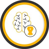Brain Grey Ribbon Line Two Color Circle Icon vector