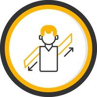 Parallel Arm Line Two Color Circle Icon vector