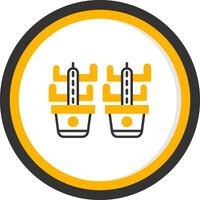 Cactus Line Two Color Circle Icon vector