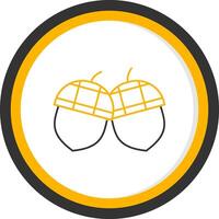 Acorn Line Two Color Circle Icon vector