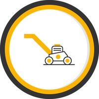 Lawn Mower Line Two Color Circle Icon vector