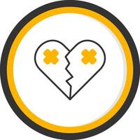Broken Heart Line Two Color Circle Icon vector
