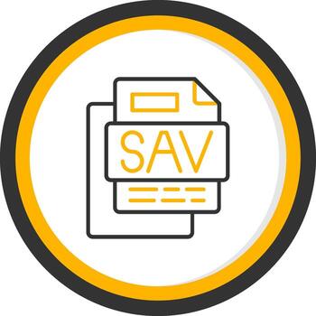 SAV File Line Two Color Circle Icon vector
