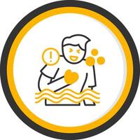 Drowning Feeling Line Two Color Circle Icon vector