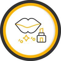 Lip Stick Line Two Color Circle Icon vector
