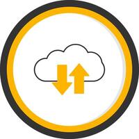 Cloud Upload And Download Line Two Color Circle Icon vector