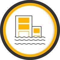 Flood Line Two Color Circle Icon vector