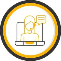 Remote Worker Line Two Color Circle Icon vector