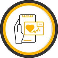 Heart Rate App Line Two Color Circle Icon vector
