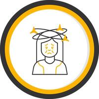 Dizziness Line Two Color Circle Icon vector