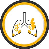 Lungs Pain Line Two Color Circle Icon vector