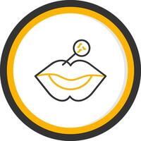 Lips Line Two Color Circle Icon vector