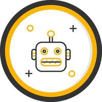 Robot Line Two Color Circle Icon vector