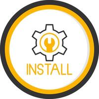 Install Line Two Color Circle Icon vector