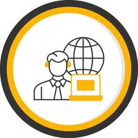 Remotely Working Line Two Color Circle Icon vector