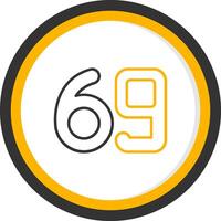 Sixty nine Line Two Color Circle Icon vector