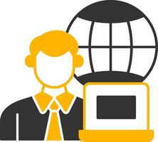 Remotely Working Glyph Two Color Icon vector