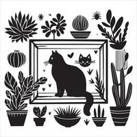 Print Abstract boho cats print printable wall art cat vector