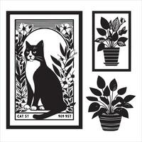 Print Abstract boho cats print printable wall art cat vector