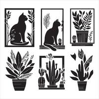 Print Abstract boho cats print printable wall art cat vector