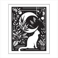Print Abstract boho cats print printable wall art cat vector