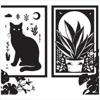 Print Abstract boho cats print printable wall art cat vector
