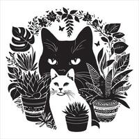 Print Abstract boho cats print printable wall art cat vector
