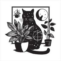 Print Abstract boho cats print printable wall art cat vector
