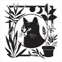Print Abstract boho cats print printable wall art cat vector