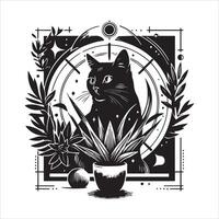 Print Abstract boho cats print printable wall art cat vector