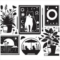Print Abstract boho cats print printable wall art cat vector