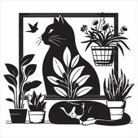 Print Abstract boho cats print printable wall art cat vector