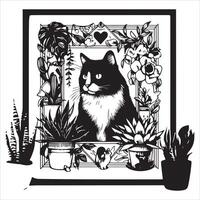 Print Abstract boho cats print printable wall art cat vector