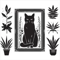Print Abstract boho cats print printable wall art cat vector