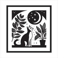 Print Abstract boho cats print printable wall art cat vector
