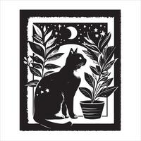 Print Abstract boho cats print printable wall art cat vector