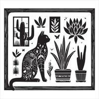 Print Abstract boho cats print printable wall art cat vector