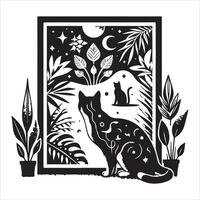 Print Abstract boho cats print printable wall art cat vector